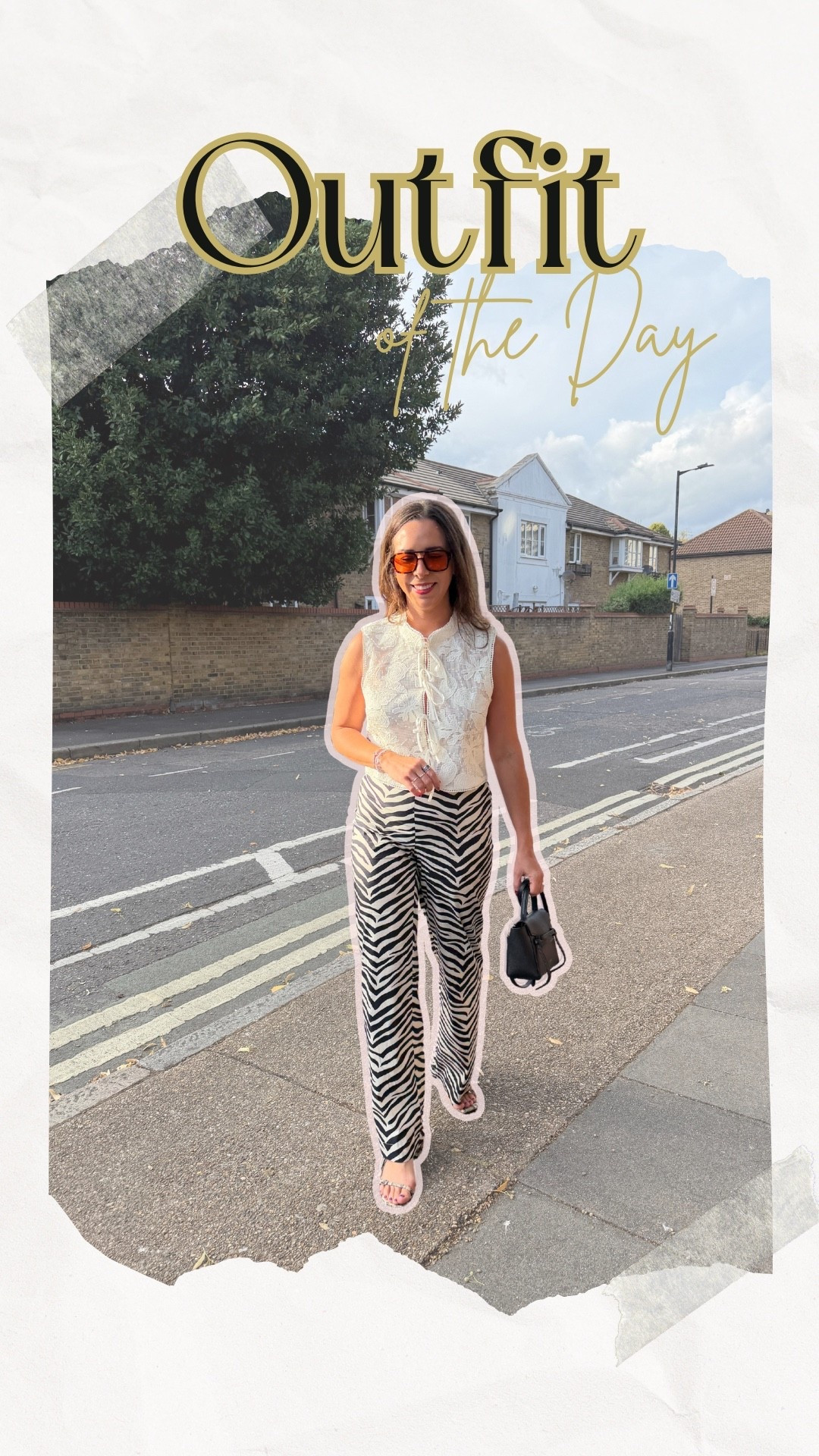 Zebra pants. SimonMiller. Aeyde shoes. Celine bag. Lace vest. Style over 30. Travel style. White and black. Animal print. Print mixing.

#LTKootd #LTKTravel #LTKSaleAlert