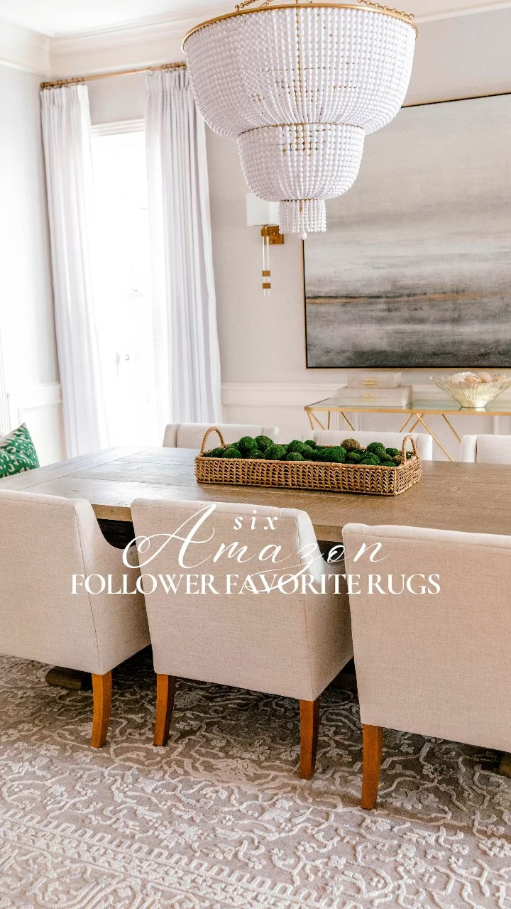 ✨Six Amazon Rugs I own & love! Most of these come in more size/color options too See below 👇 for more details ✨

🔹 ONE Large Neutral Rug - I have the color, beige cream, and this is the rug that is in my dining room and my family room. It is pet, friendly and kid friendly and a great price. 
🔹 TWO Colorful Washable Rug - love the colors in this Oushak style rug. I have color “850crbl” but there are 10+ color/style options. On the thinner side since it’s machine washable and you’ll probably want a rug pad. Currently has a coupon! 
🔹THREE Neutral Runner - this is the color cream ivory and I have the size 12‘ x 2‘ 4 inches. Amazing price and is currently under $100. Very durable and is great for high traffic areas.
🔹FOUR Colorful Runner - this runner is also machine washable and comes in 10+ color options and 10+ size options. This is the color “cream blue”. You’ll also want to use a rug pad for this one if you want a thicker or more plush feel.
🔹FIVE Jute Rug - this up rug is in an off-white color but comes in 8+ color options and 15+ size options. Great price for the size and love, adding some natural texture to a room.
🔹SIX Cream/Ivory Rug - this is a great neutral rug that is durable for a lighter color. It is a kid and pet friendly and can stand up to a higher traffic area. Comes in more size and color options.

#LTKStyleTip #LTKFindsUnder100 #LTKHome