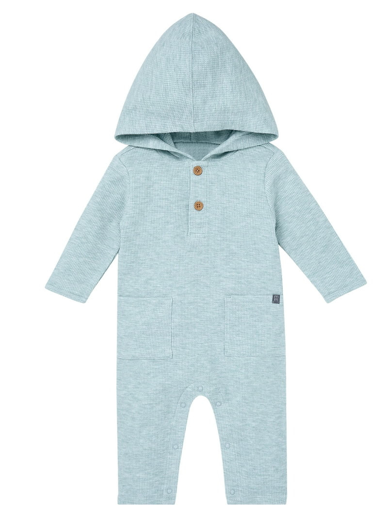 Modern Moments by Gerber Baby Boy Hacci Hooded Long Sleeve Romper, Sizes 0/3 Months - 24 Months | Walmart (US)