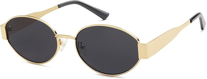 AMOMOMA Retro Oval Trendy Sunglasses for Women Designer 2024 Womens Sun Glasses Metal 90s AM6639 | Amazon (US)