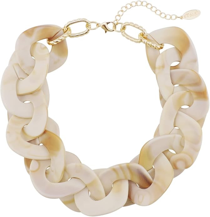 Bocar Statement Chunky Acrylic Cuban Choker Necklace Fashion Bib Collar Chain Necklace for Women(... | Amazon (US)