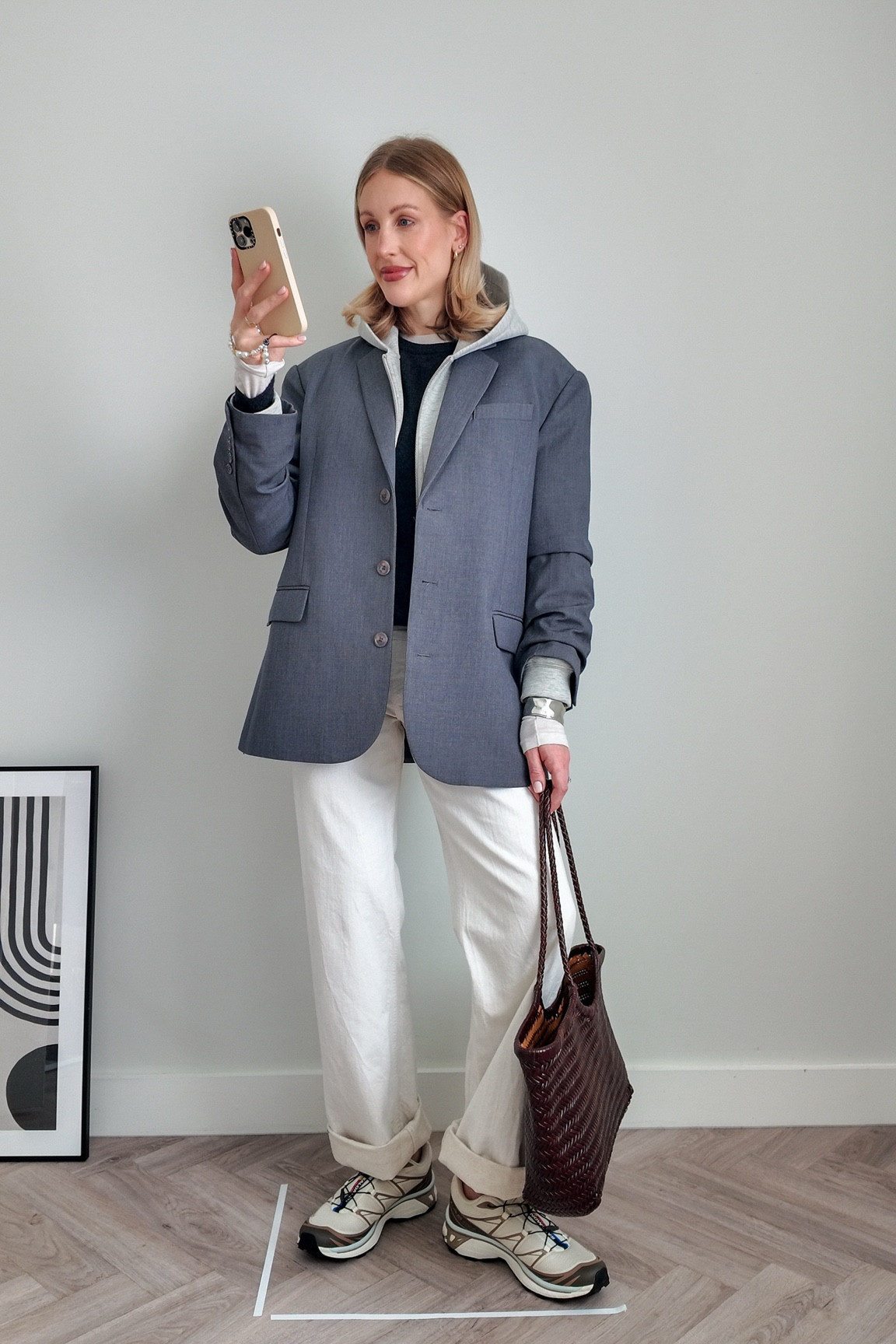 Grey blazer, blazer and jeans, blazer with jeans, oversized blazer, the Frankie shop, grey hoodie, casual sneakers, Salomon xt6 sneakers 

#LTKeurope #LTKFashionMonth #LTKshoes