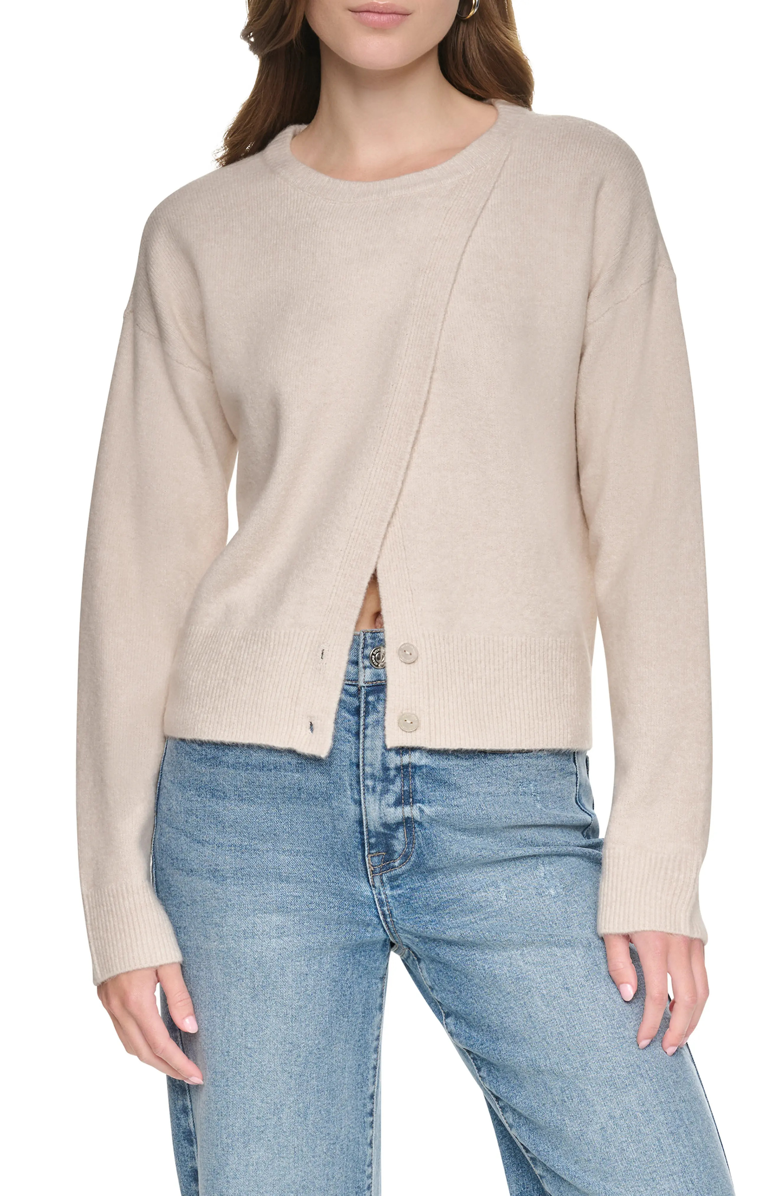 DKNY Jeans Asymmetric Crewneck Sweater in Crocodile at Nordstrom Rack, Size X-Large | Nordstrom Rack