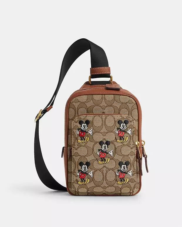 Disney X Coach Track Pack 14 In Signature Jacquard With Mickey Mouse Print | Coach Outlet