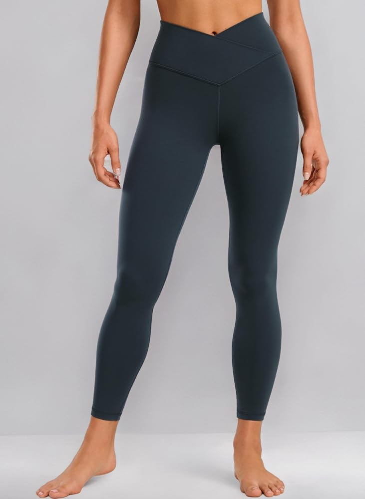 CRZ YOGA Womens Butterluxe Cross Waist 25'' Workout Leggings - V Cross High Waisted Yoga Pants So... | Amazon (UK)