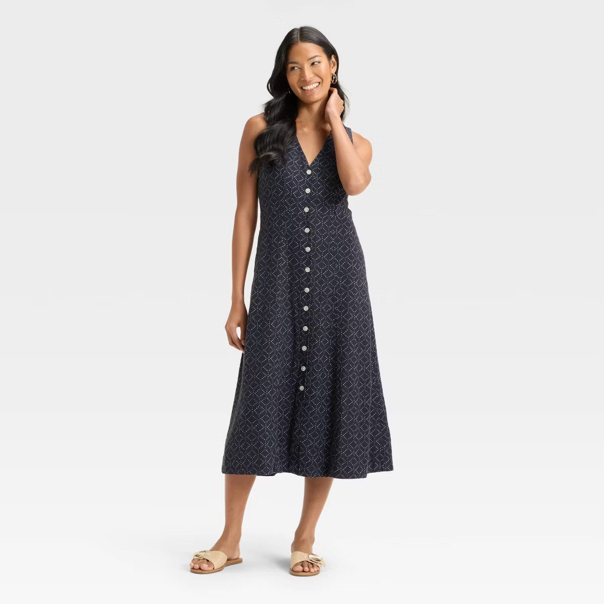 Women's Button-Front Midi A-Line Dress - Universal Thread™ | Target