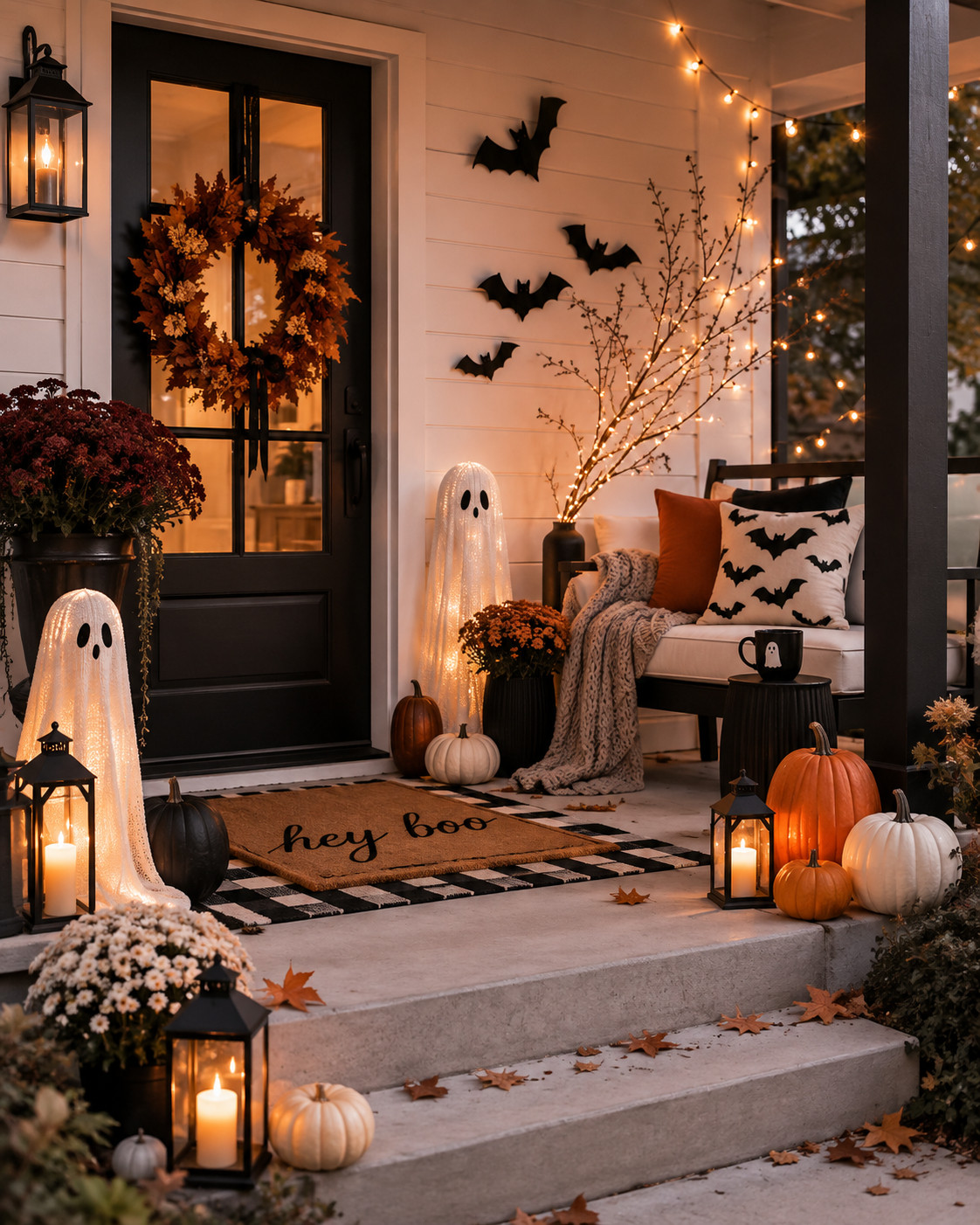 This Halloween porch is giving cozy spooky in the best way 🎃🖤 I love the mix of pumpkins, glowing lanterns, little ghost details, warm lights, and classic black accents. It feels festive without being too overdone and is such a cute way to make the front porch feel ready for October. 👻✨

#HalloweenPorch #HalloweenDecor #FallPorch #SpookySeason #FrontPorchDecor #HalloweenInspo #FallDecorIdeas #PumpkinDecor #CozyHalloween #PorchDecor #AutumnDecor #HalloweenHome #FallHomeDecor #OctoberDecor 

 #LTKSeasonal #LTKHome #LTKSaleAlert