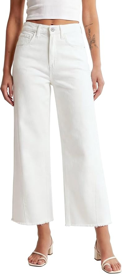 Allimy Women's Wide Leg Jeans 2026 Spring Summer High Waisted Baggy Straight Leg Cropped Pants wi... | Amazon (US)
