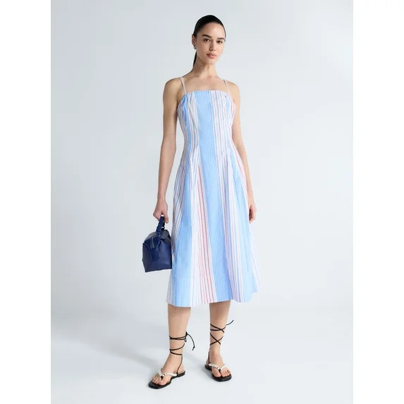 Free Assembly Women's and Women's Plus Sleeveless Cotton Panel Midi Dress, Sizes XS-4X | Walmart (US)