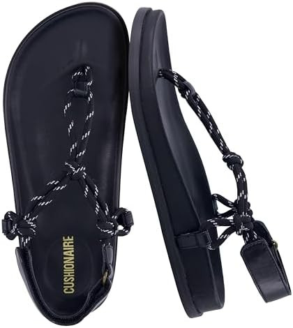CUSHIONAIRE Era Rope Thong Strappy Sandals for Women, Flat Minimalist Sandals Women Footwear with... | Amazon (US)