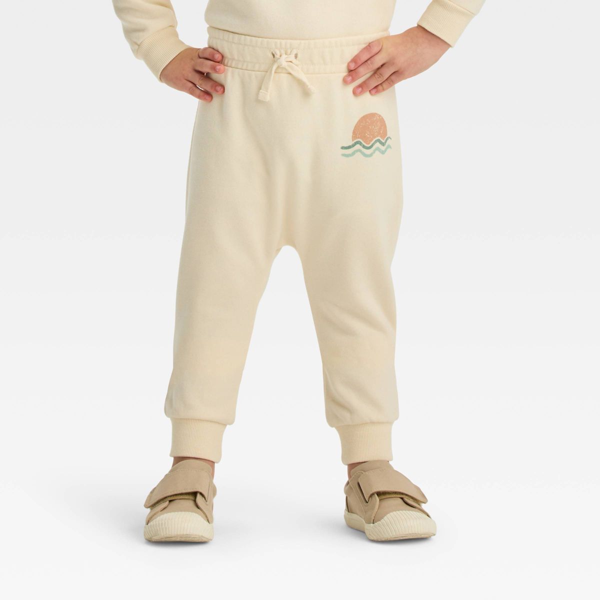 Grayson Mini Toddler Boys' French Terry Jogger Pants - Off-White 12M | Target