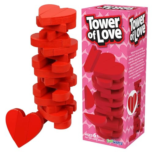 Funwares Wooden Blocks Stacking Game, Tumbling Tower and Balance Game, Family & Party Fun, Game for Kids and Adults, Ages 6+,The Enchanting Heart-Shaped Wood Blocks Stacking Game | Amazon (US)