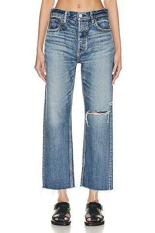 Moussy Vintage Esplen Wide Straight in Blue | FWRD 