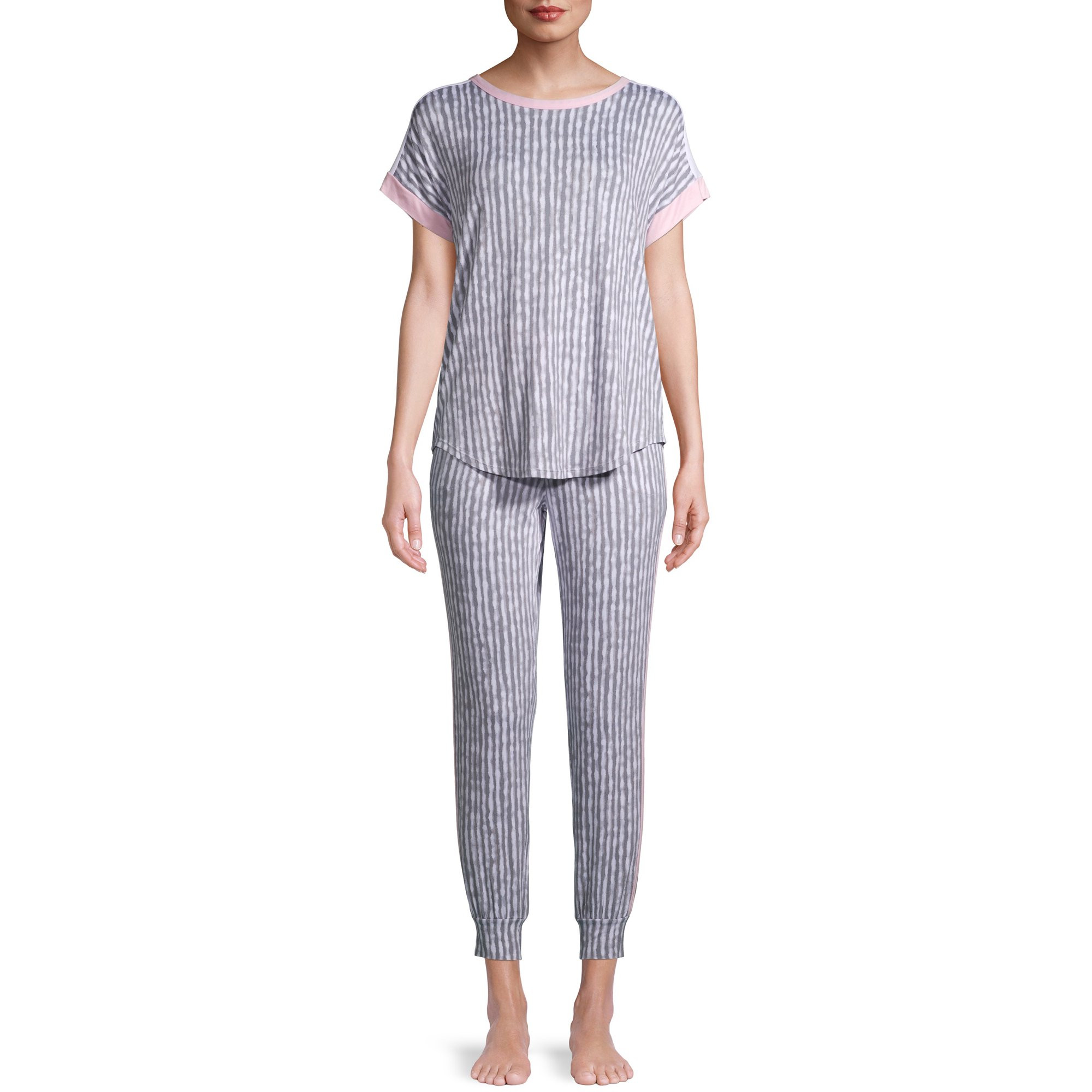 Secret Treasures Women's and Women's Plus Short Sleeve Top and Joggers, 2pc Pajama Set | Walmart (US)