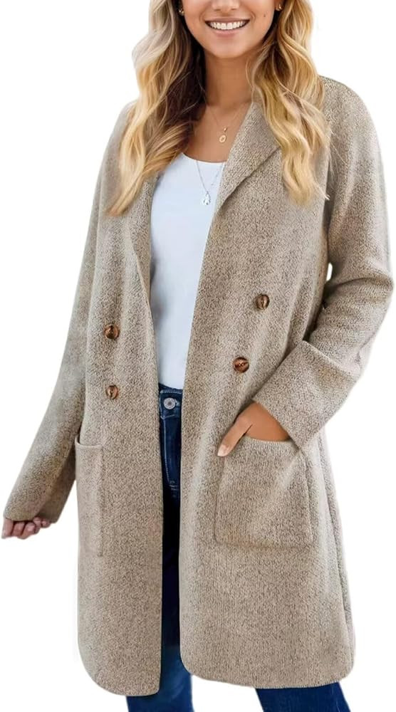 CiCiBird Women Fall Long Cardigan Sweater Trendy Knit Jacket Coat Oversized Button Up Blazer Coat... | Amazon (US)