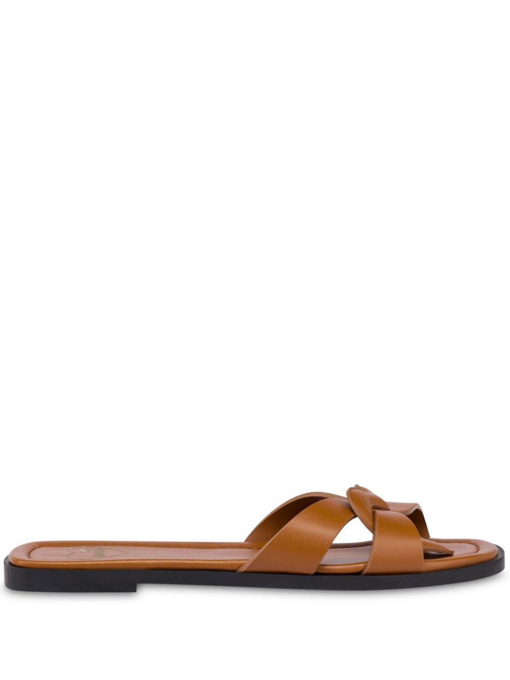 Love Moschino leather slides - Brown | Farfetch Global