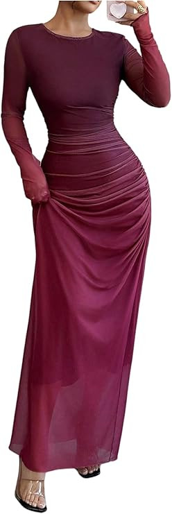 BEAUDRM Women's Fall Wedding Guest Dress Long Sleeve Cocktail Date Night Sexy Y2K Bodycon Ruched ... | Amazon (US)