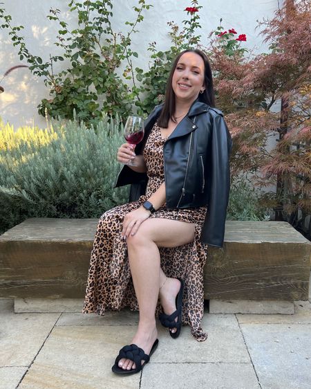 Fall outfit: leopard slip dress, faux leather jacket, Rothy’s sandals. Perfect travel outfit for fall in wine country.

#LTKshoecrush #LTKstyletip #LTKtravel