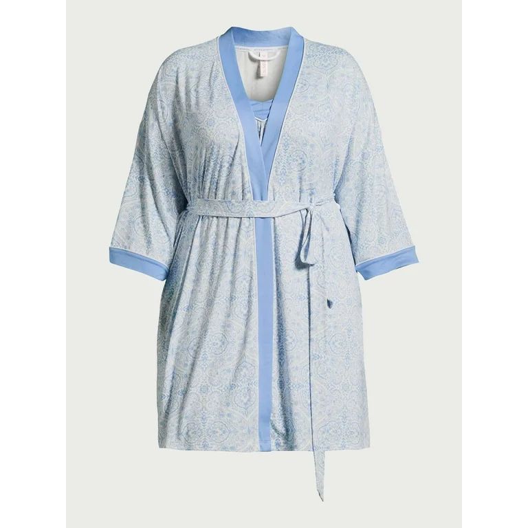 Joyspun Women's Knit Short Chemise and Robe Pajama Set, 2-Piece, Sizes S to 3X | Walmart (US)