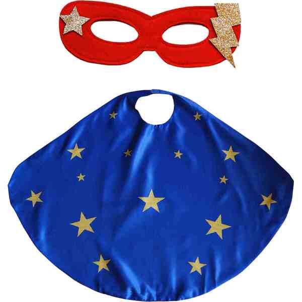 Superhero Star Cape + Mask Set, Blue | Maisonette