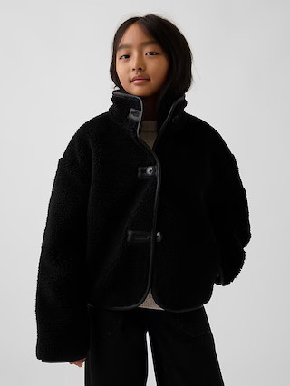 Kids Relaxed Crop Sherpa Jacket | Gap (US)