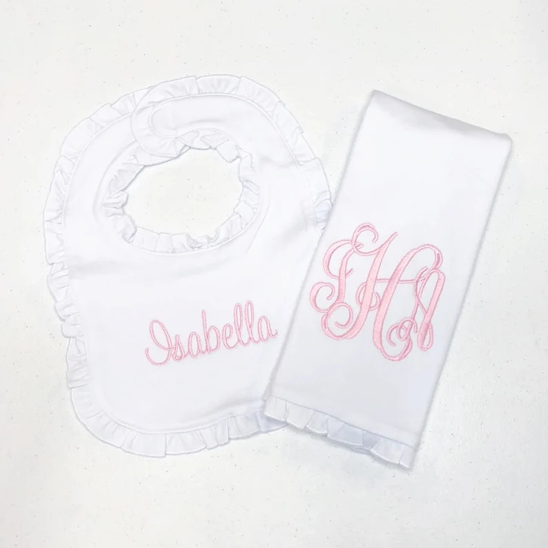 Monogrammed Bib, Monogrammed Burp Cloth Set, Newborn Gift, Baby Shower Gift, Arb, Burp Cloth, Bib... | Etsy (US)