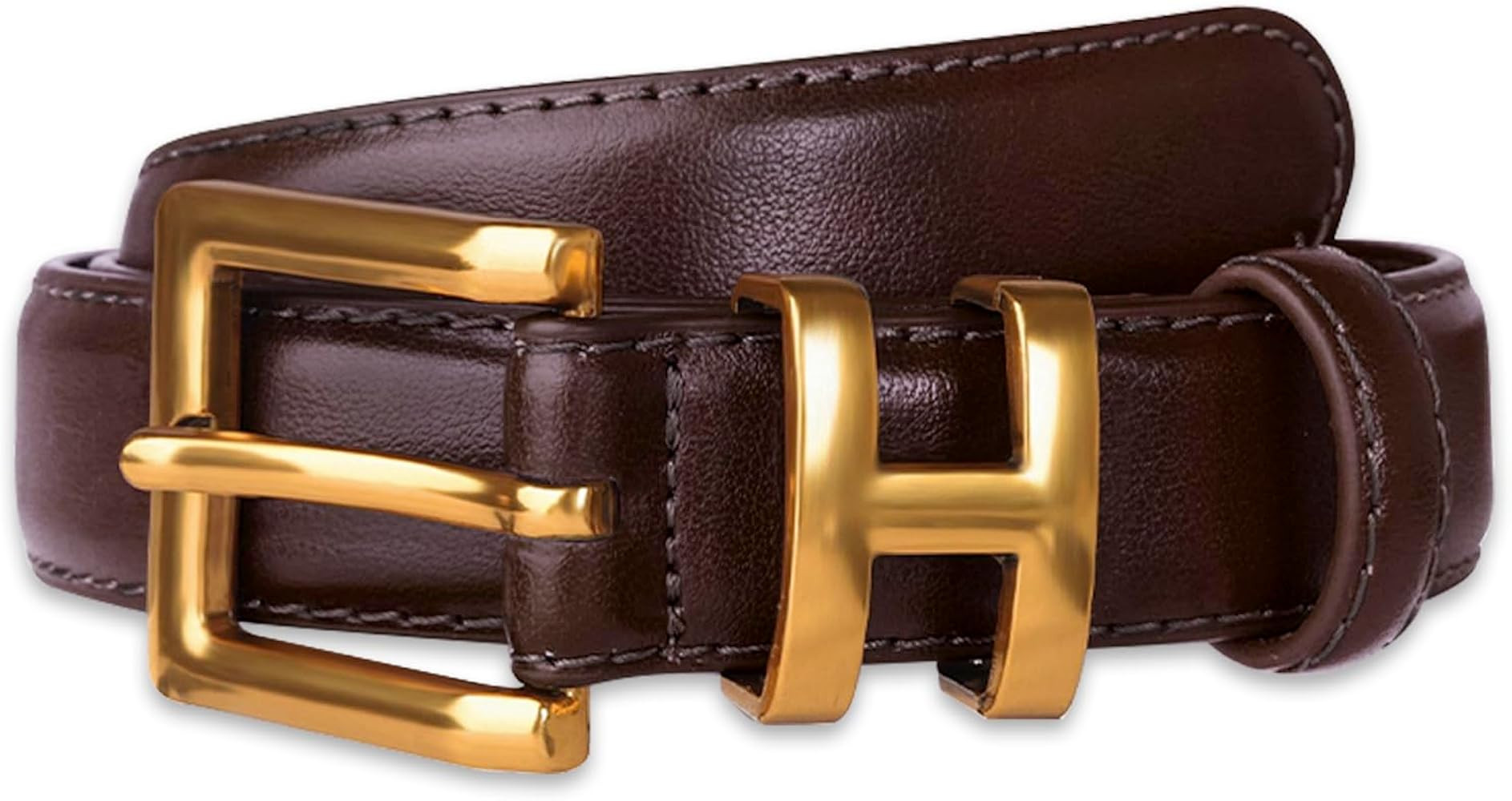 Women's Fashion Classic Metal Buckle Leather Belt with Jeans Dress | Amazon (UK)