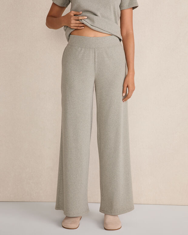 Organic Cotton Rib Knit Wide Leg Pants | Talbots