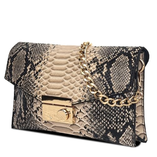 Women's Retro Chain Shoulder bag Snake Print Purse, Leather Crossbody Bag Handbag Evening Bag,Env... | Amazon (US)