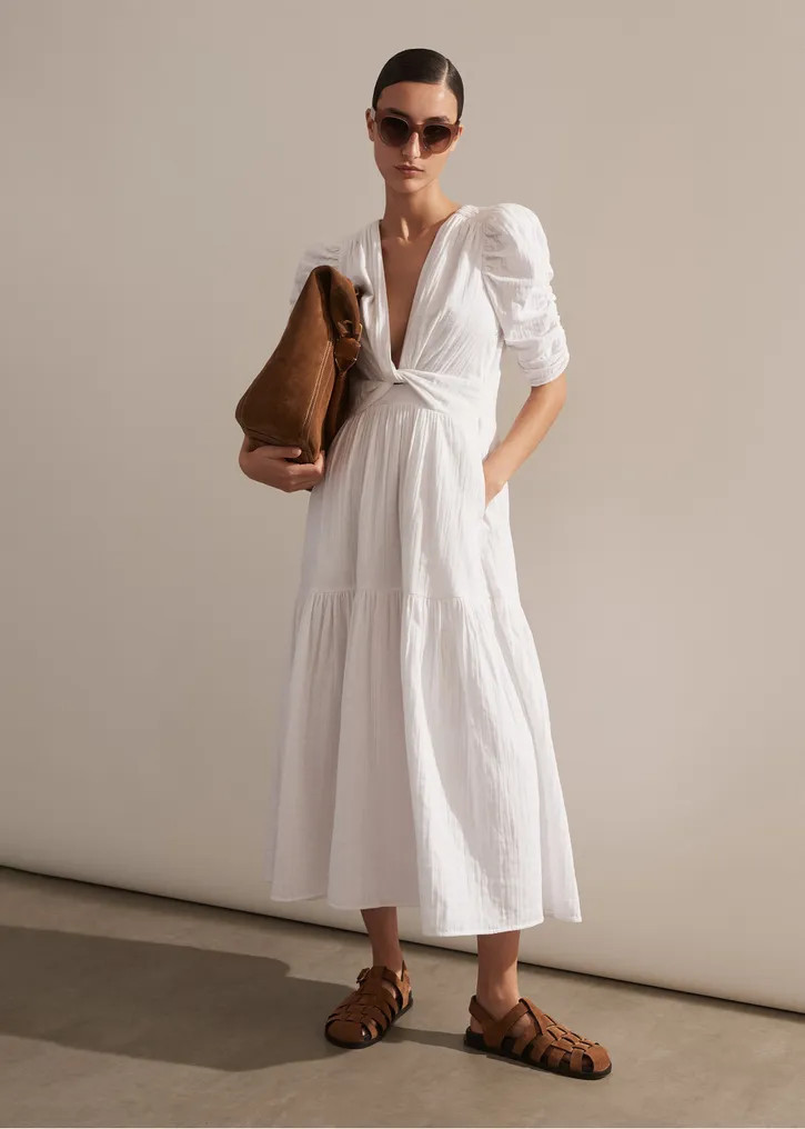 Cheesecloth Gathered Sleeve Maxi Dress | ME+EM US