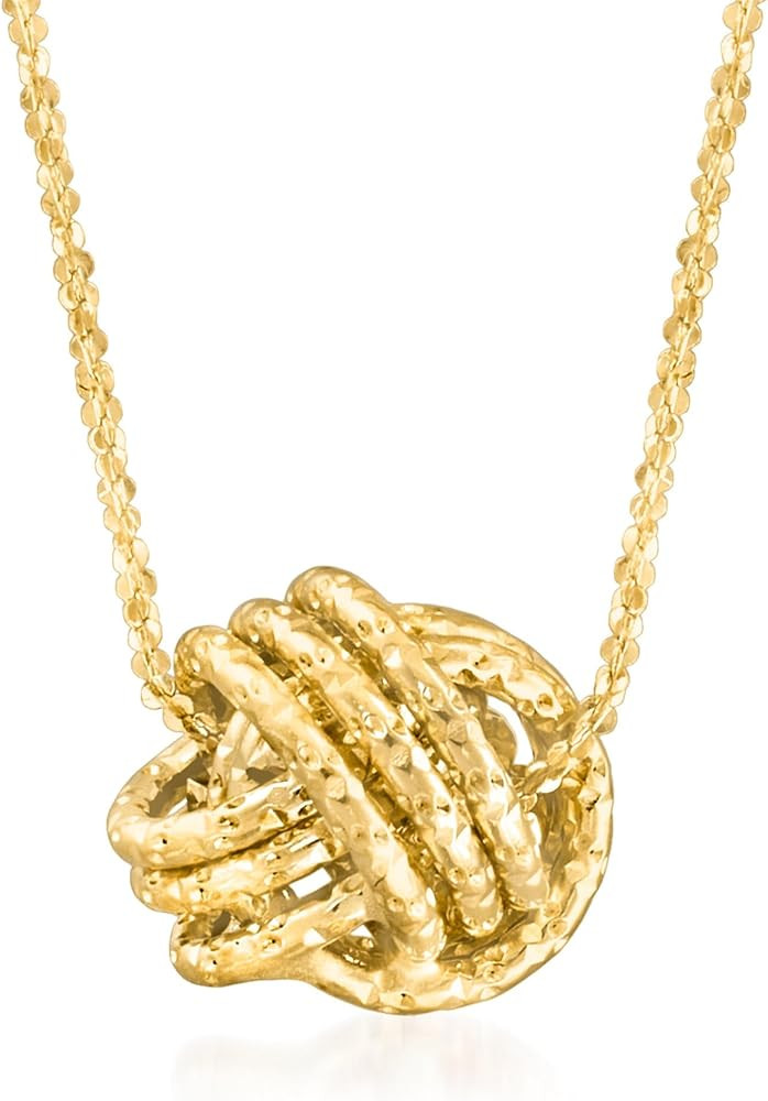 Ross-Simons Italian 14kt Yellow Gold Textured Love Knot Necklace | Amazon (US)
