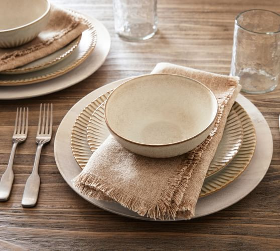 Ridge Textured Stoneware 16-Piece Dinnerware Set | Pottery Barn (US)