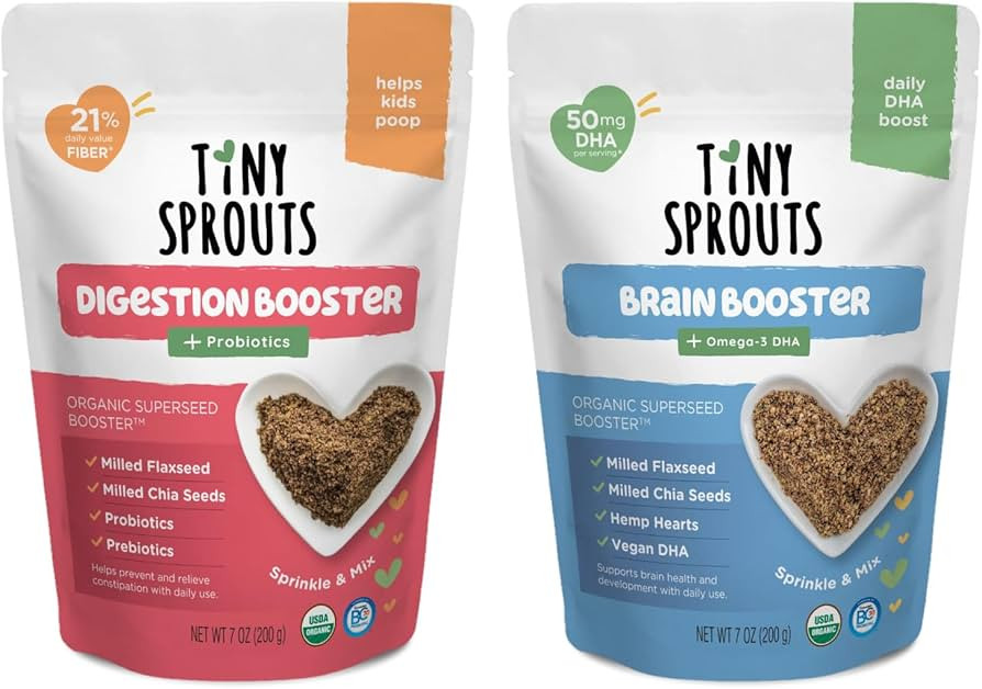 Tiny Sprouts Organic Brain & Digestion Booster + Omega-3, Vitamin D3 & Probiotics | Kids Gut & Co... | Amazon (US)