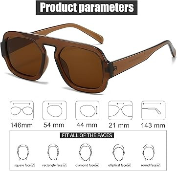 ADE WU Trendy Square Sunglasses for Women Men,Vintage Square Aviator Sunglasses Fashion 70s Inspi... | Amazon (US)