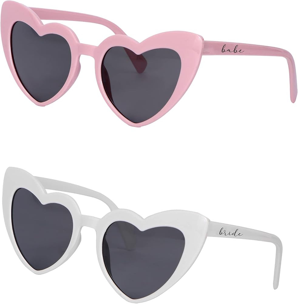 Pop Fizz Designs Retro Heart Shaped Sunglasses for Bachelorette Party Women | Amazon (US)