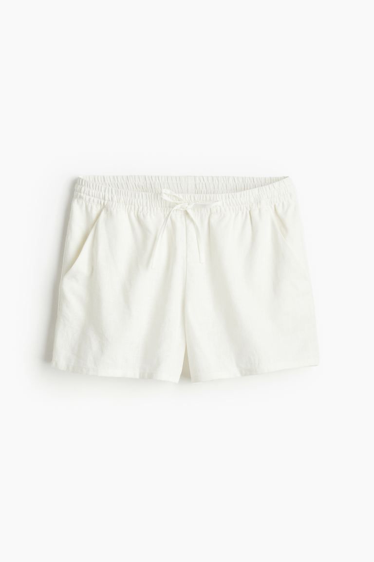 Linen-blend Pull-on Shorts - Regular waist - Short - Brown - Ladies | H&M US | H&M (US + CA)