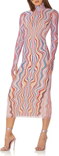 AFRM Shailene Mesh Long Sleeve Midi Dress | Nordstrom | Nordstrom