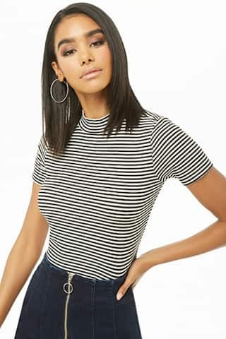 Striped Mock Neck Top | Forever 21 (US)