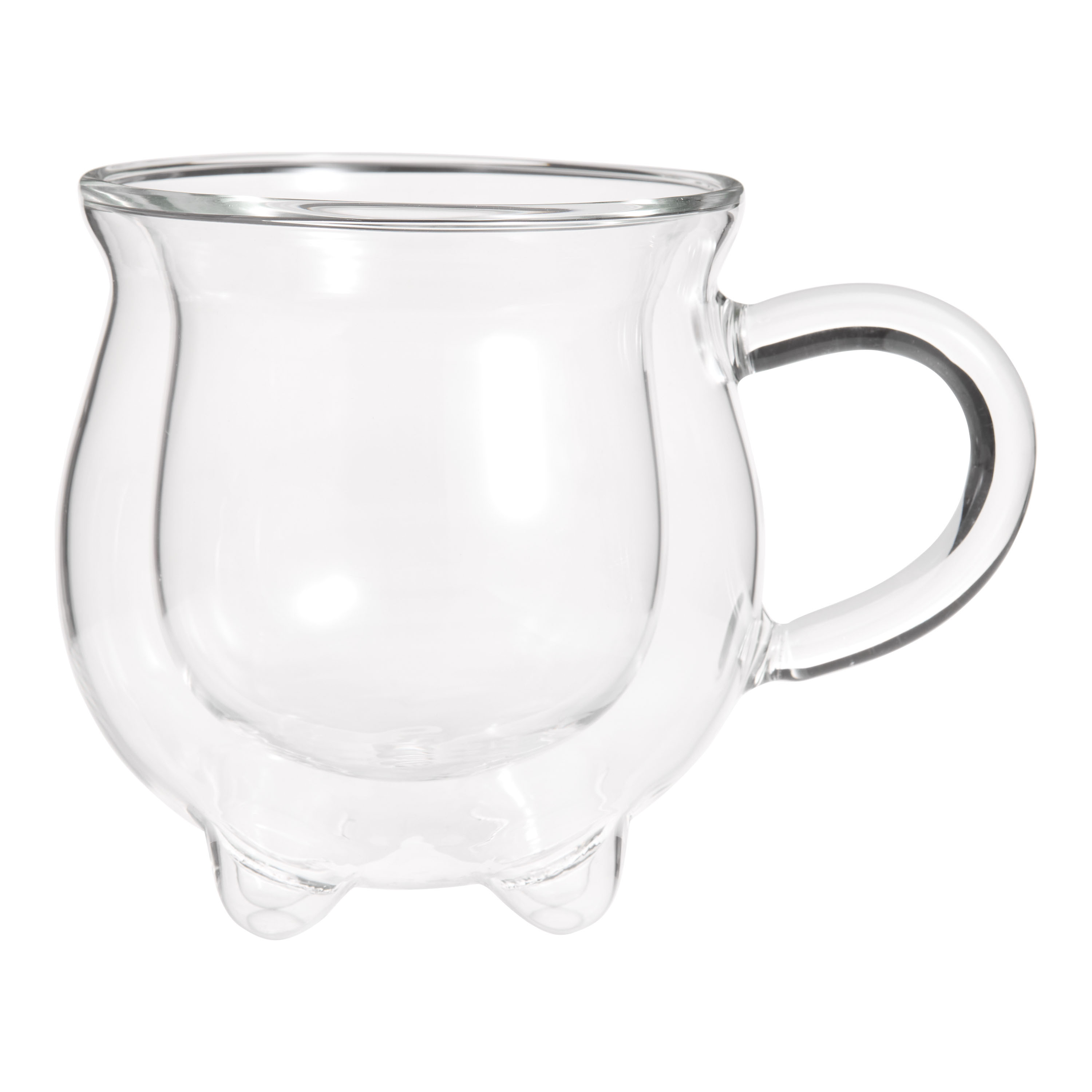Clear Cauldron Shaped Double Walled Glass Mug | World Market