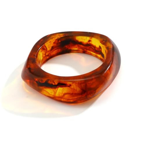 CJIAYUJEW Acrylic Chunky Bangle Colorful Resin Bracelets for Women Irregular Resin Acetate Bangles Party Chunky Acrylic Bracelet Wristband Jewelry (brown) | Amazon (US)