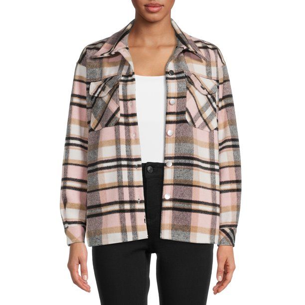 Nine.Eight Women’s Plaid Shacket - Walmart.com | Walmart (US)