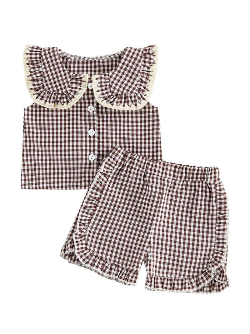 Loicainy Baby Toddler Girl Summer Outfits Plaid Clothes Set 6 12 18 24 Months 2T 3T 4T Sleeveless... | Walmart (US)