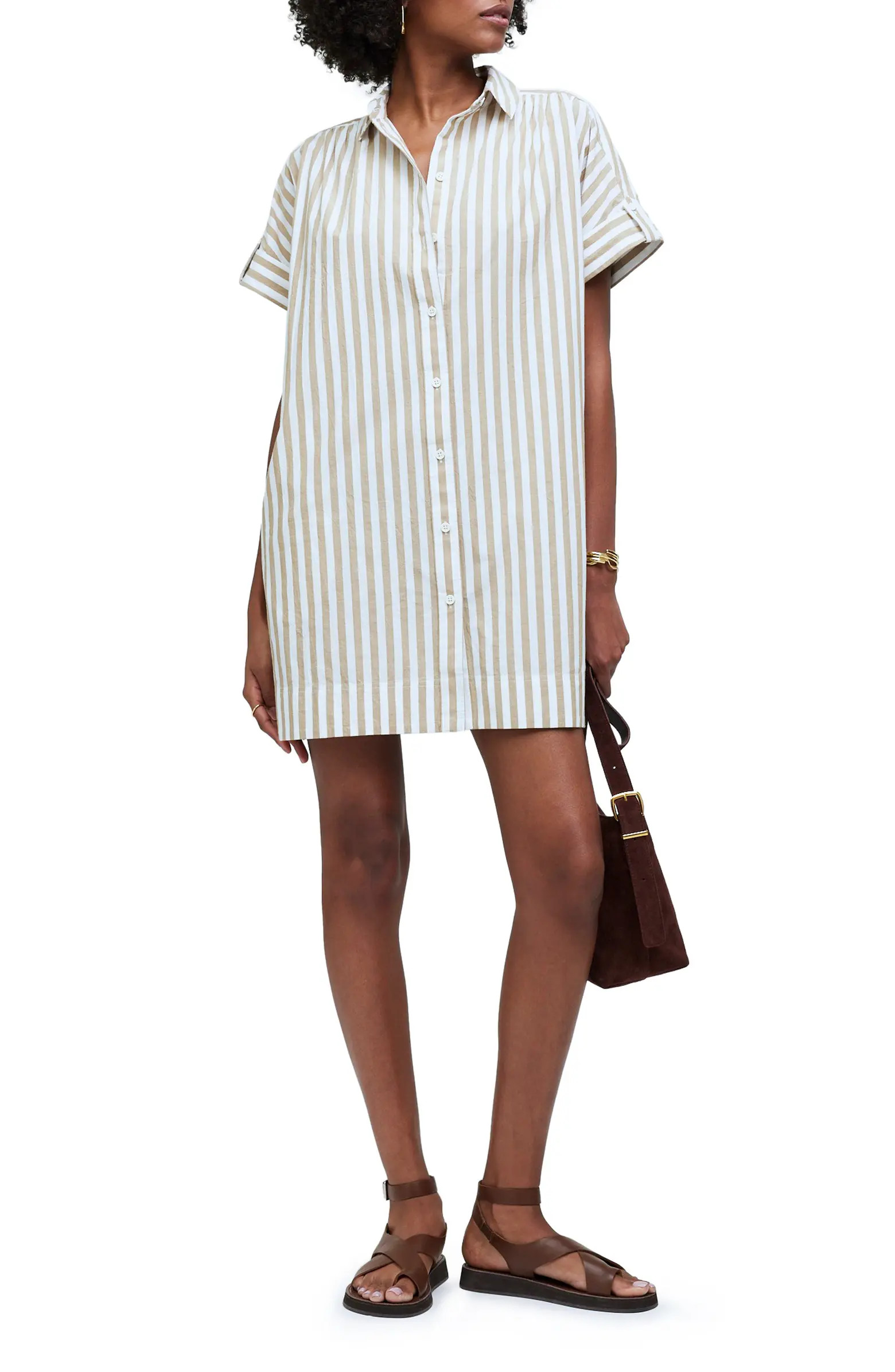 Collared Button Front Mini Shirtdress | Nordstrom