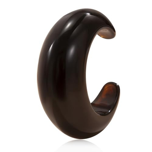 GRUOR Opening Acrylic Resin Bangle For Women Exquisite Chunky Bracelet Wrist Jewelry (Dark brown) | Amazon (US)
