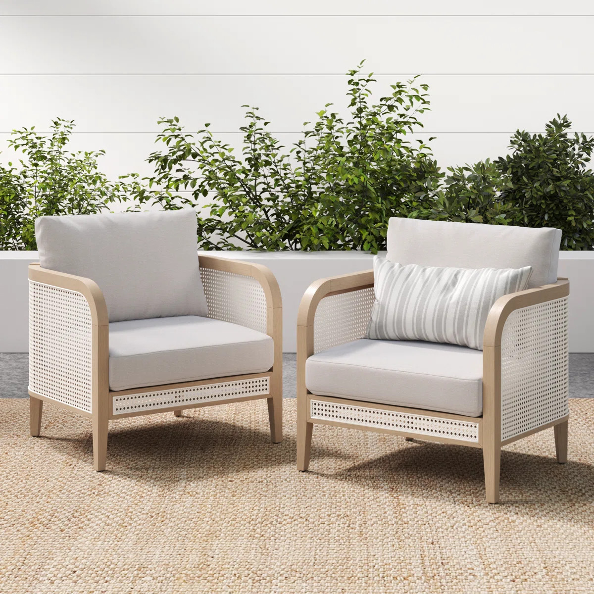 Boho Cushioned Patio Chair with Solid Wood Frame | Wayfair North America