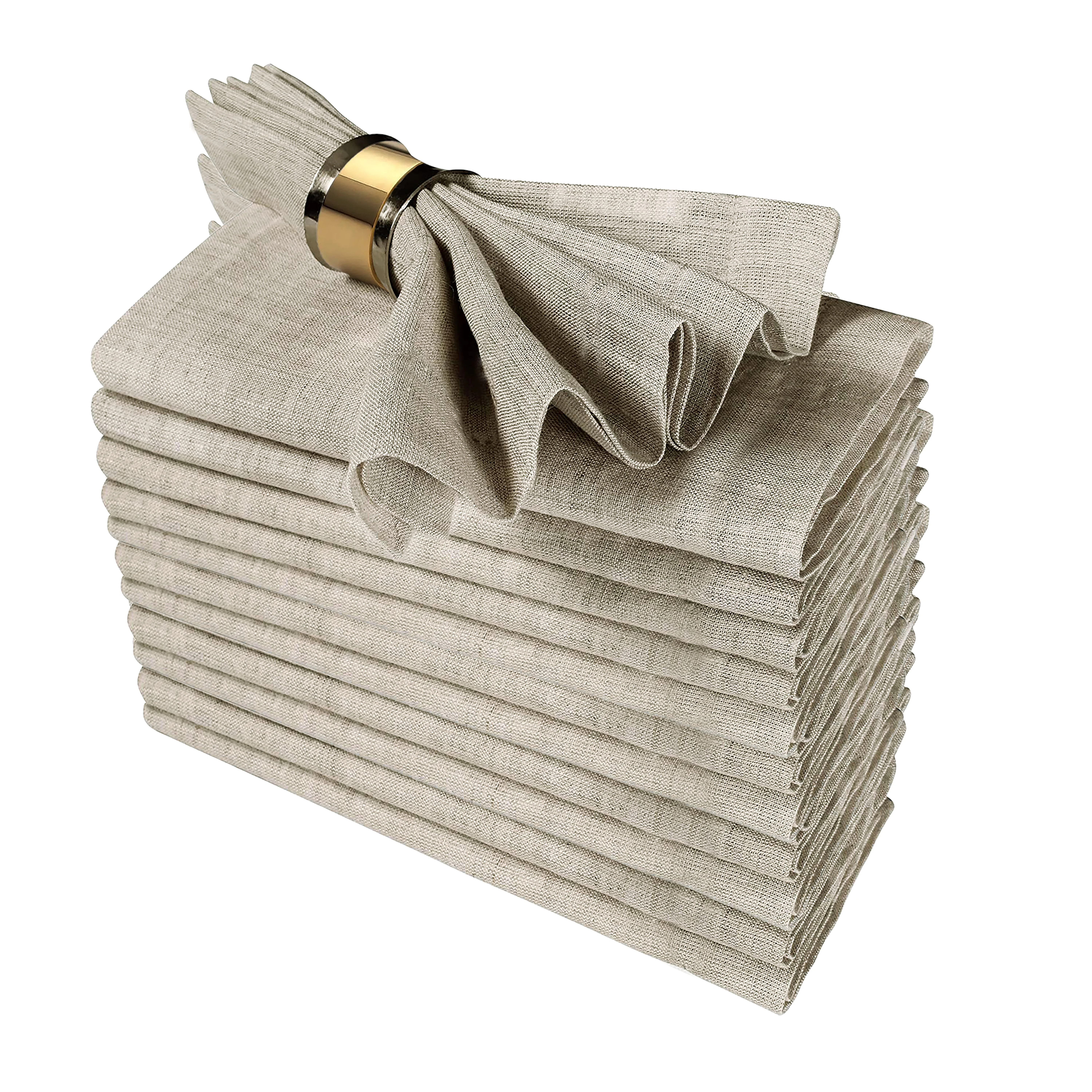 GFI LINEN CLUBS Flax Cotton Designer Dinner Napkins - Natural - 18X18 Inch- Pack of 12 - Premium ... | Walmart (US)