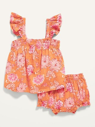 Ruffle-Sleeve Printed Top & Bloomer Shorts for Baby | Old Navy (US)