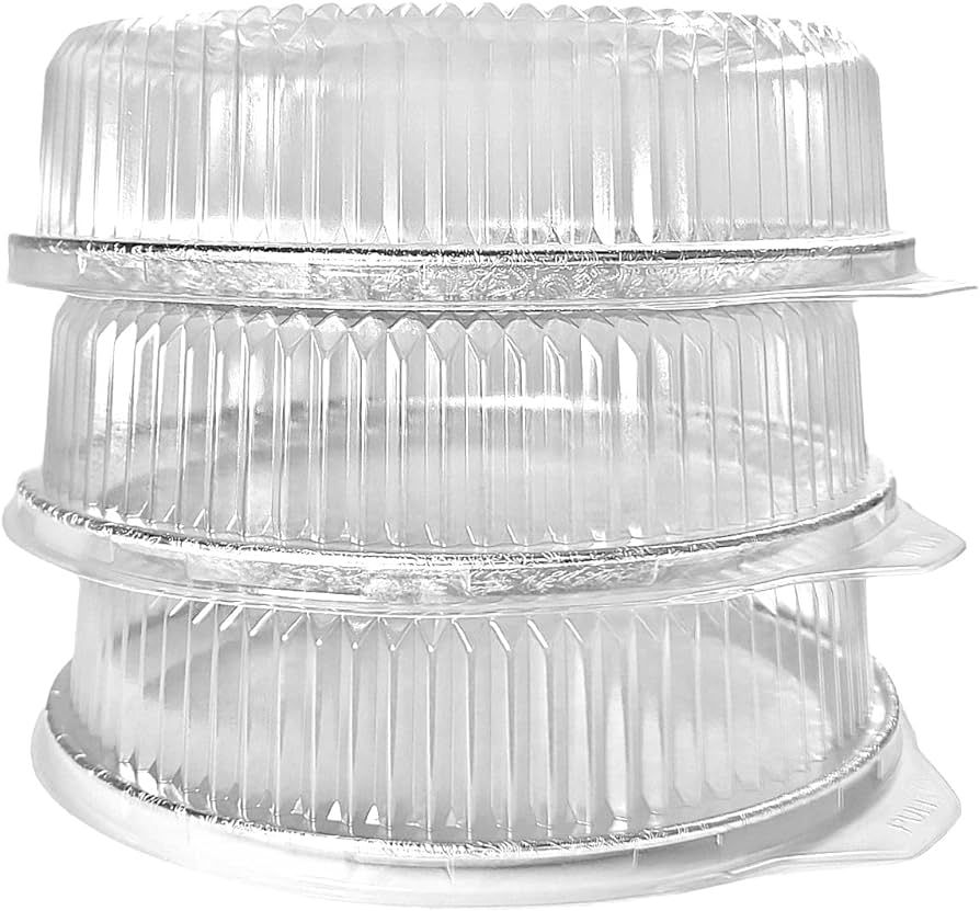 18" Round Flat Aluminum Foil Cater Trays with Clear Dome Lids - Disposable Stackable Serving Plat... | Amazon (US)