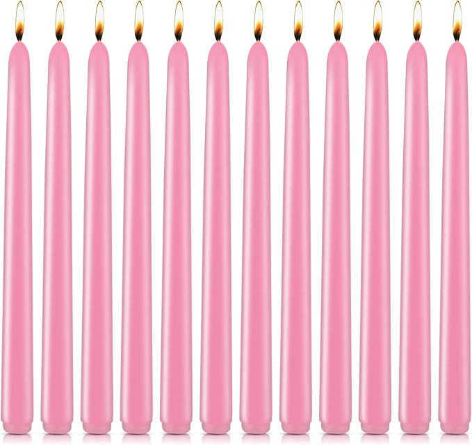 10 inch Pink Taper Candles for Christmas Advent, Set of 12 Unscented Dripless Candlesticks - 8 Ho... | Amazon (US)