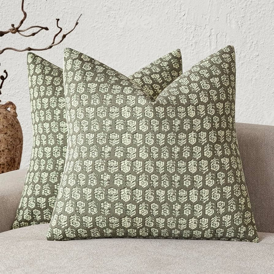 Foindtower Set of 2 Decorative Vintage Print Floral Throw Pillow Covers Neutral Accent Farmhouse ... | Amazon (US)